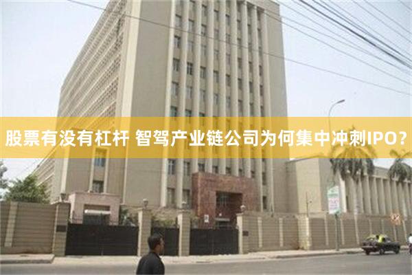 股票有没有杠杆 智驾产业链公司为何集中冲刺IPO？