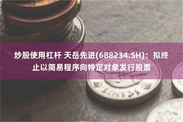 炒股使用杠杆 天岳先进(688234.SH)：拟终止以简易程